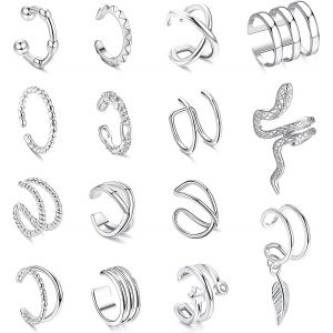 Faux Piercing Oreille Ear Cuff Clip D'oreille Attache Boucles D'oreilles Réglables Non Perçantes Pour Femmes Faux Piercing Clip On Cartilage Wrap Oreille Bijoux Ensemble.[X2944] - Neuf