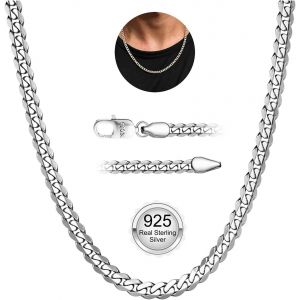 Trahoo-Collier Homme Argent, Chaine Homme Argent 925 3mm/5mm Chaîne De Collier Pour Hommes Robuste Chaîne En Argent Or Hypoallergénique Bijoux Pour Homme Garçon - Neuf