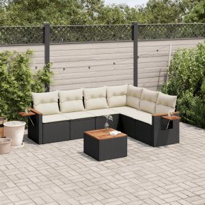Prolenta Premium - Salon De Jardin 7 Pcs Avec Coussins Noir R&eacute;sine Tress&eacute;e - Neuf