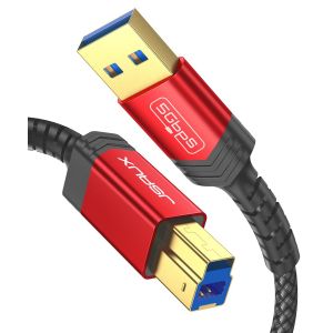 JGD-C&acirc;ble USB 3.0 B [2 m, 5 Gbps] USB A vers USB type B C&acirc;ble en nylon tress&eacute; Compatible avec station d'accueil, hub USB 3.0, disques durs externes, scanners, imprimantes, etc. Rouge - Neuf