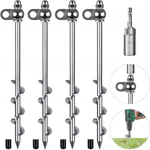 Checarzhn--No1-Lot De 4 Piquets De Tente Robustes De 30,5 Cm, Faciles À Installer Et Réutilisables, Pour Tentes De Camping, Trampolines, Abris De Jardin, Balançoires, Sécur R Les Animaux - Neuf