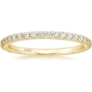 Tianyi-Eternity Bague Pour Femme En Argent 925 Zircon Cubique Bagues D'éternité Complète Bagues De Fiançailles Mariage Mémoire 2 Mm - Neuf
