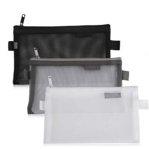 Trousse Zipper Organisateur Pochettes Crayon Multipurpose Organizer Sacs de rangement pour Voyage Cosm&eacute;tique Bureau Fournitures - 3 Pi&egrave;ces (Gris, Blanc, Noir) - Neuf