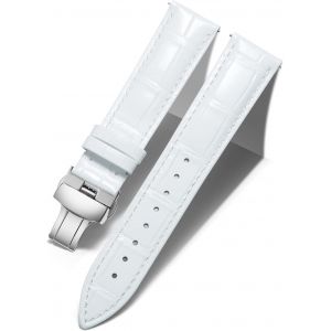 Cauc-Bracelet De Montre En Cuir Femme Homme 12mm-24mm Bracelet De Remplacement Avec Boucle De D&eacute;ploiement Papillon Argent/Or/Or Rose - Neuf