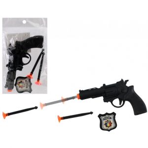 Pistolet &Agrave; Fl&egrave;ches + 2 Fl&eacute;chettes Ventouse + Badge Police Jouet Pour Enfant Jeu - Neuf