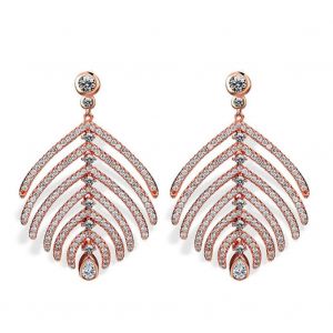Boucles D'oreilles En M&eacute;tal De Mode De Style Europ&eacute;en Feuille En Forme De Goutte D'oreille En Cuivre Avec Strass (Or Rose) - Neuf