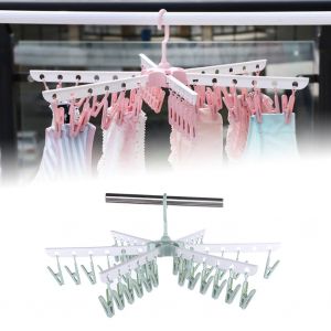 HJLIAN Cintre pliable et coupe-vent a 36 pinces pour vetements, sous-vetements, chaussettes, sechage a suspendre pour la maison (vert) - Neuf