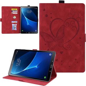 KAL-Coque Compatible Avec Samsung Galaxy Tab A6 10.1 2016 Sm-T580/T585, Tablette &Eacute;tui Housse De Protection En Cuir Smart Shell Avec Veille/R&eacute;veil Automatique Pour Galaxy Tab A 10.1 2016, Rouge - Neuf