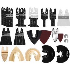 Kit d'accessoires oscillant multitool 112 pièces Pour couper poncer et jointoyer Lames de scie oscillantes universelles avec sac de rangement Compatible avec DeWalt Dremel Makita et plus - Neuf