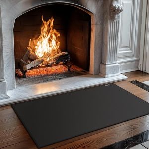 Tapis de chemin&eacute;e ignifug&eacute;,Tapis de Protection des po&ecirc;les,Anti feu chemin&eacute;e,&agrave; la Chaleur,antiadh&eacute;sif,pour barbecues,patios (Noir,105 x 60 cm) - Neuf