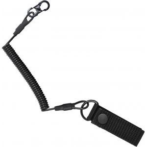 Porte-Cl&eacute;s &Eacute;lastique Paracord Cordon-Corde Enroul&eacute;e-S&eacute;curit&eacute; Elastique Corde Avec Mousqueton Pour L'alpinisme,P&ecirc;che,Randonn&eacute;e,Chasse(Noir) - Neuf