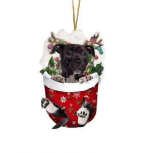 Bas de no&euml;l d&eacute;corations pour les chiens avec des arbres d'ornements et de motifs festifs - Neuf