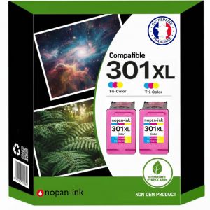 Pack de 2 Cartouches compatible pour HP 301XL Couleur Nopan-ink - Neuf
