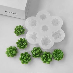 7 En 1 Succulente Cactus Silicone Moule Diy Savon Fait Main Ar&ocirc;me Bougies Fabrication Moule R&eacute;sine &Eacute;poxy Pl&acirc;tre D&eacute;coration Int&eacute;rieure Moulage Moule - Neuf