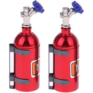 KAL-Lot De 2 Bouteilles D'Azote En Métal Avec Support Pour Voiture Crawler 1/10 Rc Trx4 D90 Axial Scx10 (Rouge) - Neuf