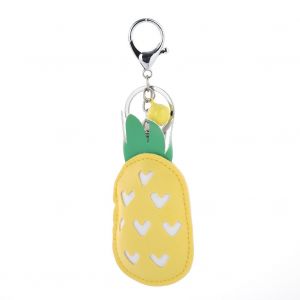 Porte-Cles En Cuir Pu Avec Pendentif Ananas, Mignon, Pour Sac, Voiture, Decoration, Cadeau (Jaune) - Neuf