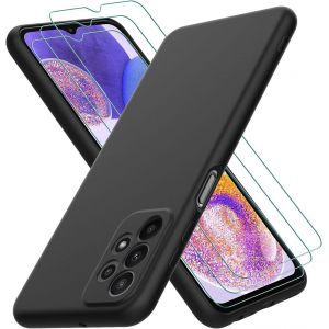 Kal-Coque Pour Samsung Galaxy A23 5g / A23 4g, Avec 3 Verre Trempé Protection Écran, Couche Intérieure Douce, Mince Souple Silicone Étui Protection Antichoc Bumper Housse Tpu Téléphone Case Cover, No - Neuf