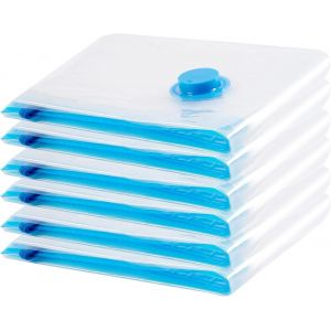 SJZG-Sac De Rangement Sous Vide 6Pcs,Sac Sous Vide Vetement Aspirateur,Compression Housse Aspirable Rangement R&eacute;utilisable Pour Literie, V&ecirc;tements, Couettes, Matelas,Tente Et Voyages(80 * 60Cm) - Neuf