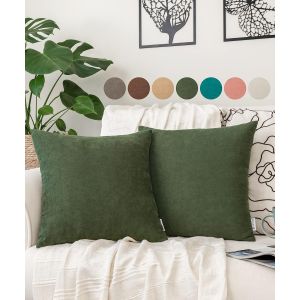 Cauc-Housse De Coussin 40 X 40 Cm, Velours, Vert Olive, Lot De 2, 2 Housses De Coussin Avec Fermeture &Eacute;clair Pour Coussins D&eacute;coratifs, Coussins De Canap&eacute;, Housse De Coussin De Canap&eacute;, Housse De Cous - Neuf