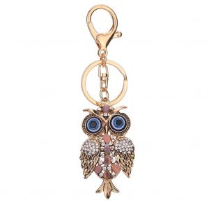 Hibou Mignon Strass Pendentif Mousqueton Alliage Sac Porte-Cl&eacute;s Porte-Cl&eacute;s Porte-Cl&eacute;s (Rose) - Neuf