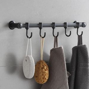 porte manteau mural pour Cuisine, Salle de Bain et Entr&eacute;e u2013 5 Crochets Antirouille et Gain de Place avec Capacit&eacute; de Charge 8 kg u2013 Patere Murale pour Serviettes, Cl&eacute;s, Vestes et Ustensiles - Neuf