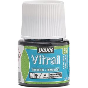 P&eacute;b&eacute;o Flacon 45 Ml Peinture Vitrail Bleu Cyan - Neuf