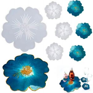 6 Pi&egrave;ces Moule &Agrave; Dessous-De-Verre En R&eacute;sine, Coaster Moulle Silicone Resine Epoxy Moule,Pour La Fabrication De Sous-Verres, Tapis De Bol, D&eacute;cors - Neuf