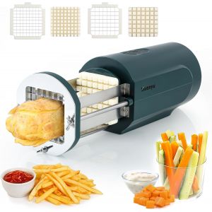 Mevronisshop-Coupe-Frites &Eacute;lectrique Coupe-Patates &Eacute;lectrique Avec 2 Tailles De Lames Coupe-L&eacute;gumes &Eacute;lectrique Multifonctionnel Pour Pommes De Terre, Carottes Et Concombres - Neuf