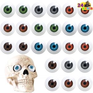 KALANKA-Lot de 24 yeux r&eacute;alistes effrayants d'Halloween, 12 paires de globes oculaires en plastique creux pour Halloween Trick or Treat Party Craft Decoration, Horror Prop Decor - Neuf