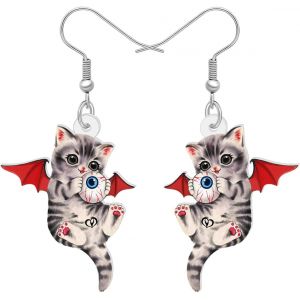 Kal-Boucles D'oreilles En Acrylique Halloween Citrouille Chat Noir Boucles D'oreilles Pendantes Bijoux Chat Noir Cadeaux Pour Femmes Filles Charms - Neuf
