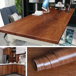 Papier Peint Bois Marron De 90Cm*5M Film Adhésif Pour Meuble Cuisine Bureau Chambre Commode Armoire Papier Peint Autocollant Avec Grain De Bois Rouleau Adhésif Décoratif[APP8812303] - Neuf