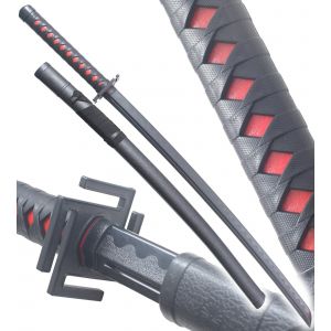 Bleach Katana Tout en Polypropylene Noir Bankai Ichigo Sabre Entrainement Combat + Fourreau ABS Epee Bleach Epee de Frappe D&eacute;coration - Neuf