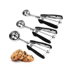 Ensemble De 3 Cuill&egrave;res &Agrave; Biscuits Et &Agrave; Glace En Acier Inoxydable - Neuf