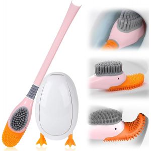 Kal-Brosse Toilettes Wc, Murale/Sur Pied Brosse Wc, Brosse Wc Silicone Avec Autocollants Muraux, Balai Toilette Wc Avec Du Silicone Et Des Poils Durs, Brosse Toilette Pour Montage Au Sol Et Mural (Ro - Neuf