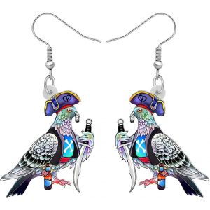 Kal-Halloween Acrylique Mignon Tête De Mort Pirate Pigeon Boucles D'oreilles Pendantes Oiseaux Bijoux Nouveauté Cadeaux Pour Femmes Filles Enfants Charms - Neuf