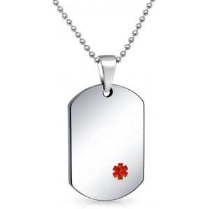 Kal-Collier D'identification M&eacute;dicale Unisexe Personnalisable Plaque D'identification M&eacute;dicale Collier En Acier Pour Hommes Femmes Cha&icirc;ne De 20 Pouces Sm Med Lg - Neuf