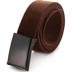Men's Adjustable Webbing Belt Buckle Military Black Tooth Belt.[E933] - Neuf