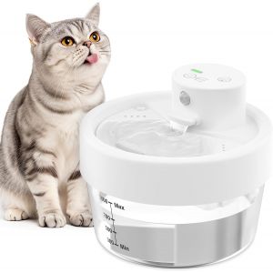 1l Fontaine A Eau Chat Sans Fil, 2200mah Intelligente Fontaine &Agrave; Eau Pour Chat &Agrave; Pile Avec D&eacute;tecteur De Mouveme, Indicateur De Batterie,Ultra Silencieux Pompe - Neuf