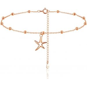 Kgabery-Chaîne De Cheville Pour Femme En Argent 925,Étanche,Bracelet De Cheville En Argent Sterling 925,Bracelet De Cheville D'été Avec Étoile De Mer/Papillon,Bracelet De Cheville Réglable 22 + - Neuf