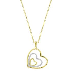 Collier Lotus Silver Triple Coeur Doré - Neuf