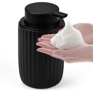 KAL-Distributeur De Savon À Vaisselle En Céramique Distributeur De Savon Pour Les Mains 300 Ml, Distributeur À Pompe Noir Vide Pour Savon Pour Shampooing Gel Douche Cuisine Salle De Bain - Neuf