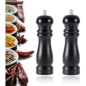Ensemble De 2 Moulins À Sel Et À Poivre Manuels En Bois Avec Broyeur En Céramique Réglable (6 Pouces) - Neuf