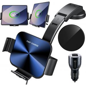 Kaleidoscope-15w Qi Chargeur Induction Voiture Avec Rapid Adaptateur Chargeur Qc 3.0, Double Bobine Chargeur Sans Fil Voiture Support Téléphone Samsung Galaxy Z Fold 5/4/3/2 S22 Ultra Iphone[Q1982] - Neuf