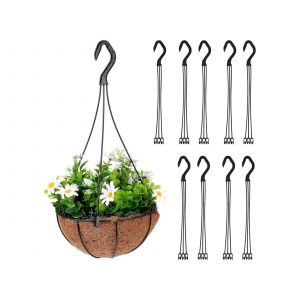 10 Crochets De Suspension Pour Pots De Fleurs De 18 Cm - Noir - Neuf