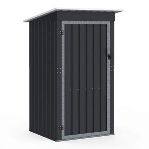 Abri De Jardin Gris En Acier Galvanis&eacute; 100 X 95 X 160 Cm Avec Toit Inclin&eacute; 1 Porte - Neuf