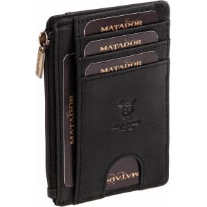 GOTHICANA BY EMPMontréal Portefeuille Ultra Fin Avec Grand Compartiment Zippé - En Cuir Fin Et Plat - Pour Homme Et Femme - Protection Rfid - Étui Pour Cartes De Crédit - Avec Boîte Cadeau, Noir , Fl - Neuf