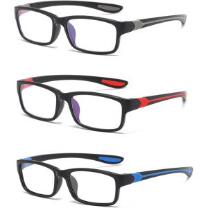 Lunettes De Lecture Tr90 Pour Hommes Et Femmes, Monture Rectangulaire Bicolore, Lot De 3 Lunettes Anti Lumière Bleue - Neuf