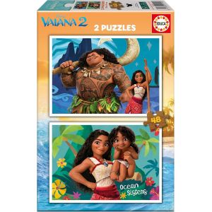 KASFL-2 Puzzles En Carton De 48 Pièces Avec Les Images De Moana 2,Double Plaisir.Mesures 28X20 Cm.De 3 4 5 6 Ans (20102) - Neuf