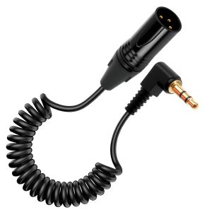 3.5 mm Mini Jack Stéréo vers XLR Câble Microphone Mâle,Câble Enroulé XLR 3 Broches Mâle à Angle Droit Audio 3,5 mm 1/8 Pouces TRS,pour Ordinateur Portable Microphone Amplificateur - Neuf