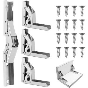 4 Pi&egrave;ces Charniere Porte Placard avec 16 Vis, Charniere Invisible Placard, Charni&egrave;res de Porte Pliables &agrave; 90 Degr&eacute;s,Charni&egrave;re D'&eacute;tag&egrave;re Pliante pour Armoires de Porte Cuisine - Neuf